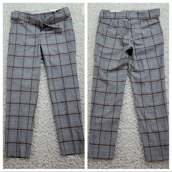 Ann Taylor Pants - And Taylor mid-rise slim leg ankle length Plaid Pants lean X0104